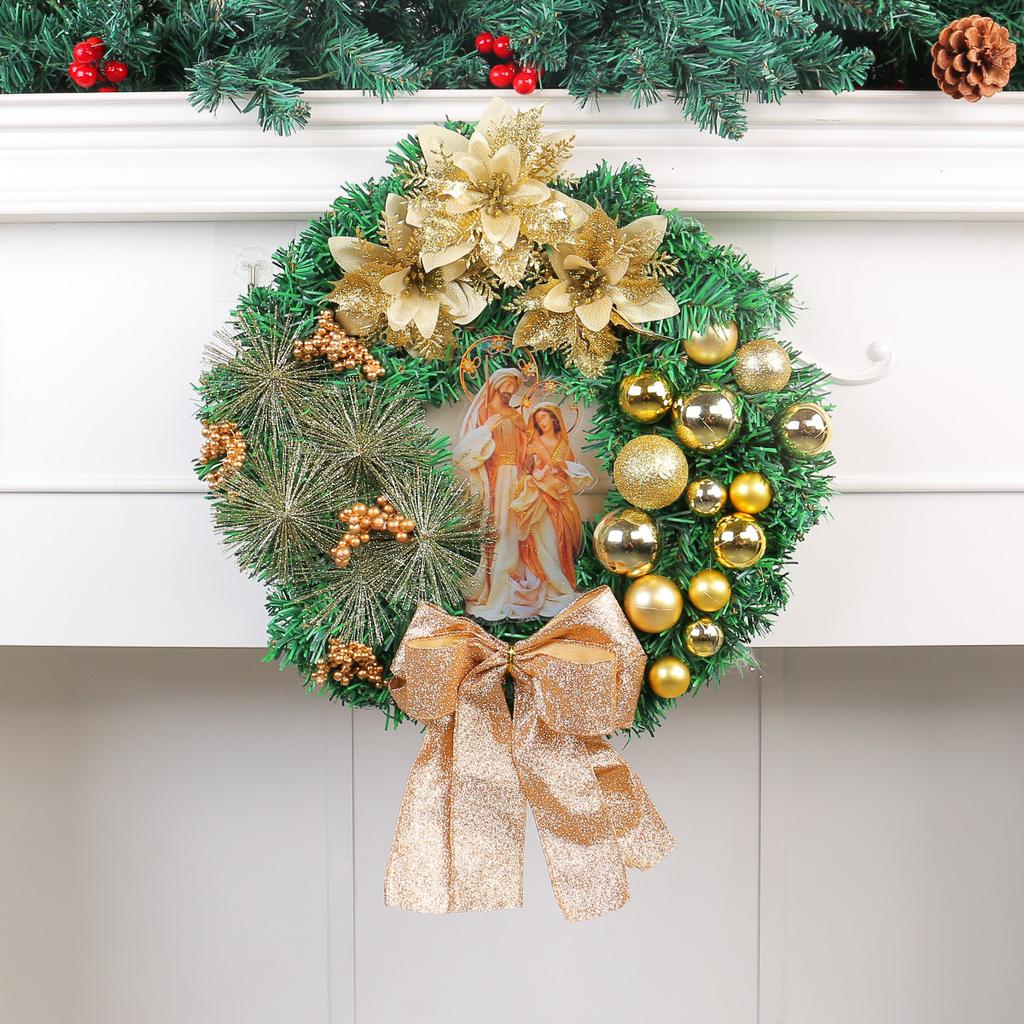 Christmas Decorations Scene Arrangement Props Jesus Christmas Wreath Door Hanging