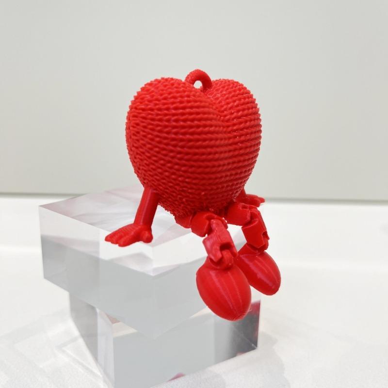 3D Printed  Articulated Love Heart Ornament Movable Joints Desktop Decor Keychain Bag Charm Valentine Gift for Her Him