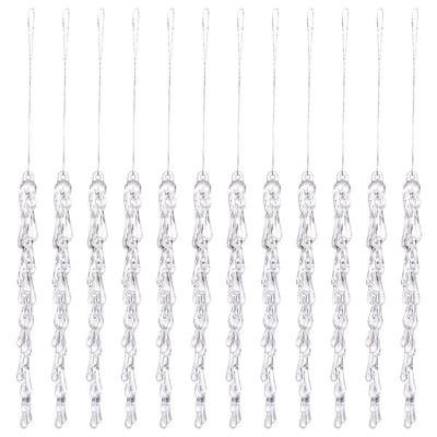 Shatterproof Christmas Snowflakes Clear Simulation Silver Strings Icicle Pendants Hanging Pendant Transparent Acrylic Snowflakes