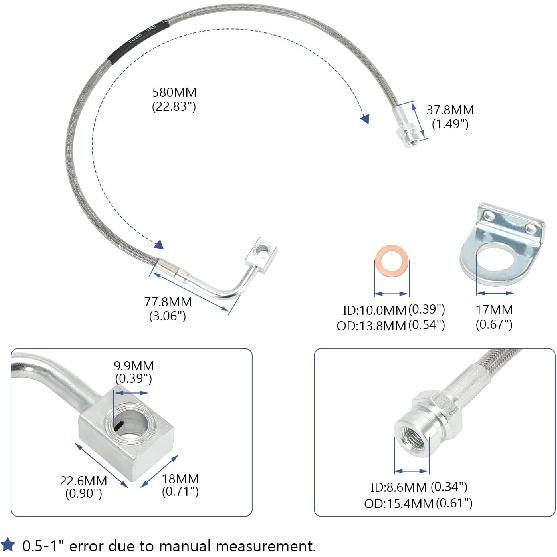 89716 Stainless Brake Lines, Front and Rear Extended Brake Lines Compatible with Jeep Wrangler JK JKU 2007-2018 for 4-6" Lift