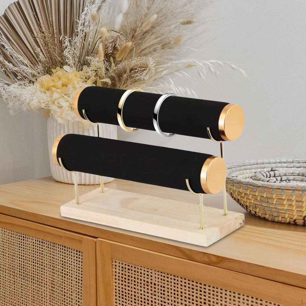 Bracelet Display Detachable Scrunchies Hanger Wooden Base Storage Stand Bangle