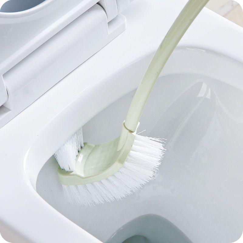 Long Handle Double-Sided Soft Bristle Toilet Brush with Curved Design for Corner and Gap Cleaning