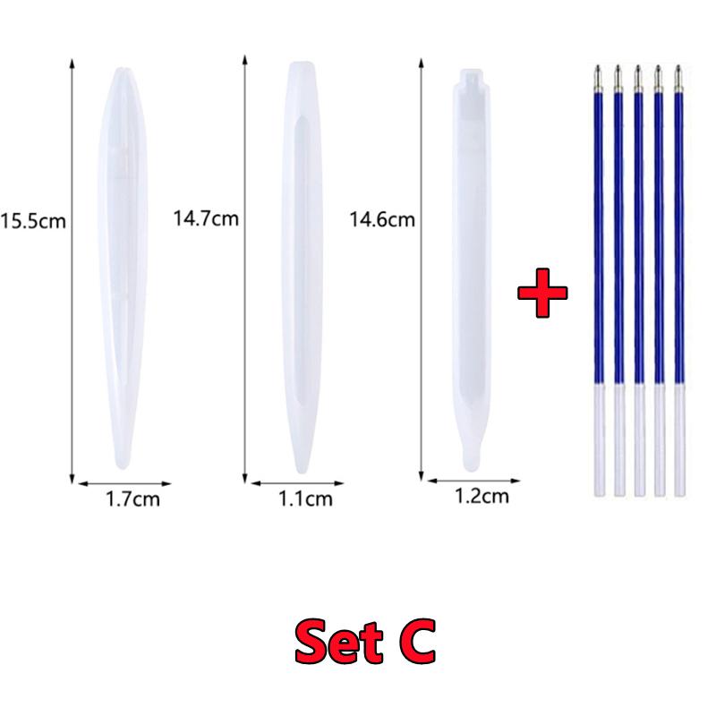 New Transparent Pen Silicone Mold Set DIY Ballpoint Pen Molds Epoxy Resin Mold for Jewelry Casting Transparent Pen Holder Making