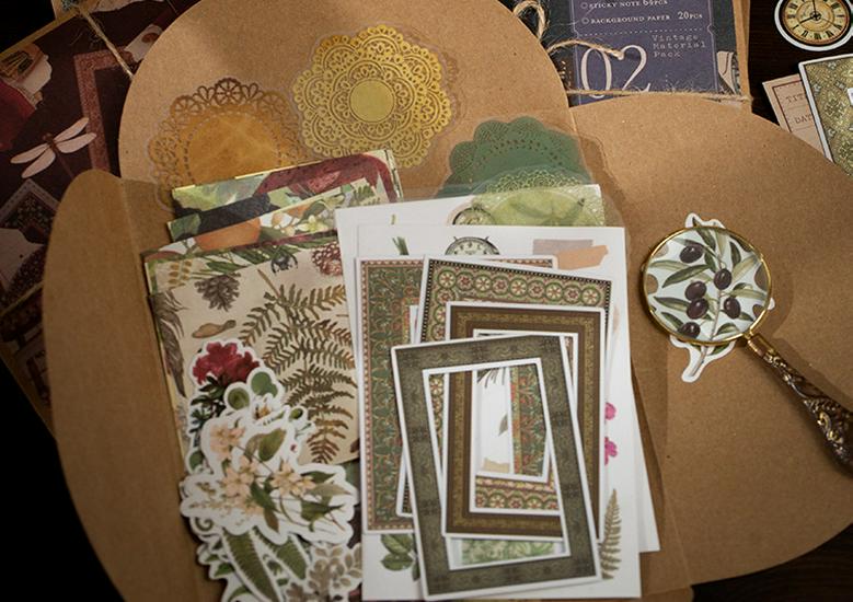 Yuxian Retro Collection: 4 Types of Journal Collage & Sealing Stickers