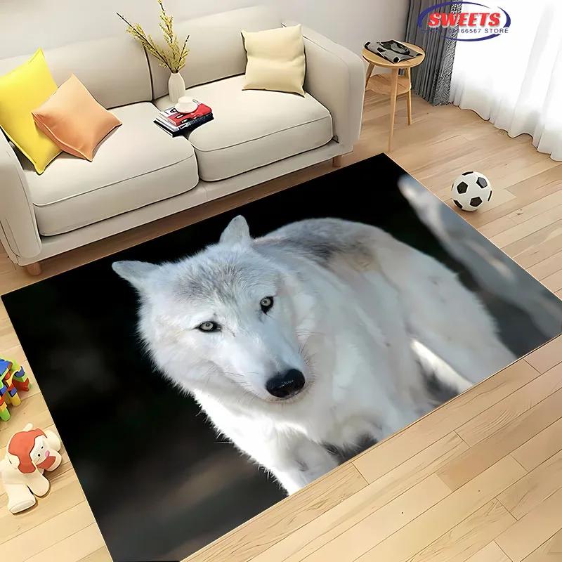 Wolf Art Non-Slip Soft Area Rug for Living Room Bedroom Sofa Doormat Home Office Decor Durable Floor Mat Gift
