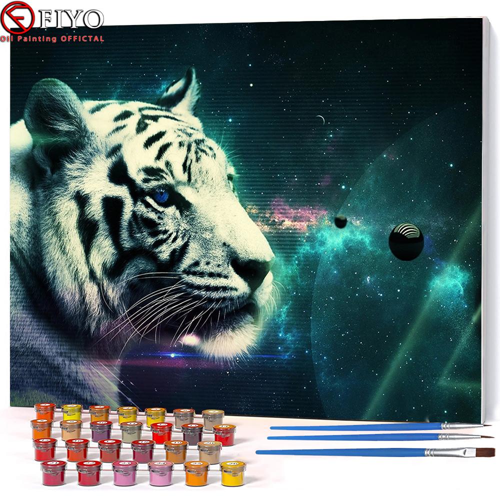 Buy 24 Color Digital Oil Painting Animal White Tiger Kits DIY ...