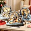 Weihnachtsparty-Mittelstücke Winterornamente, Zweiseitige Acryl-Schneemann/Weihnachtsmann/Rentier/Hütte Tischschnee-Szenen-Ornamente Dekorationen