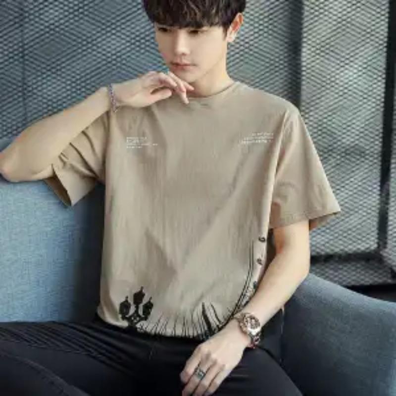 Men's Clothing Loose Thin Spring Summer Printing Simplicity Round Neck Handsome Pullovers Young Style Short Sleeve T-Shirts
