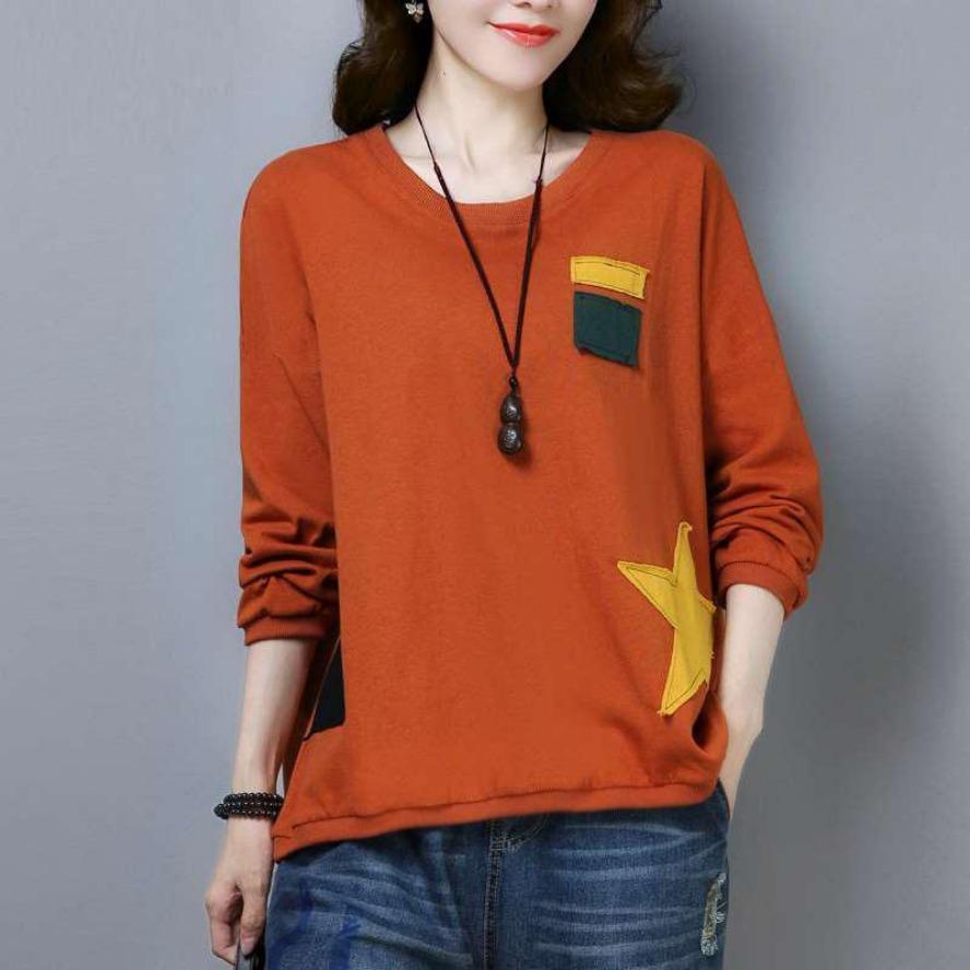YYFS Women's Fashion Casual Spring Autumn Star Print Long Sleeve O-Neck Blouses & Shirts