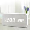 Creative Fashion Digital Alarm Clock with Indoor Temperature and Humidity Digital Wood Table Clock Wooden Desk Alarm Clock