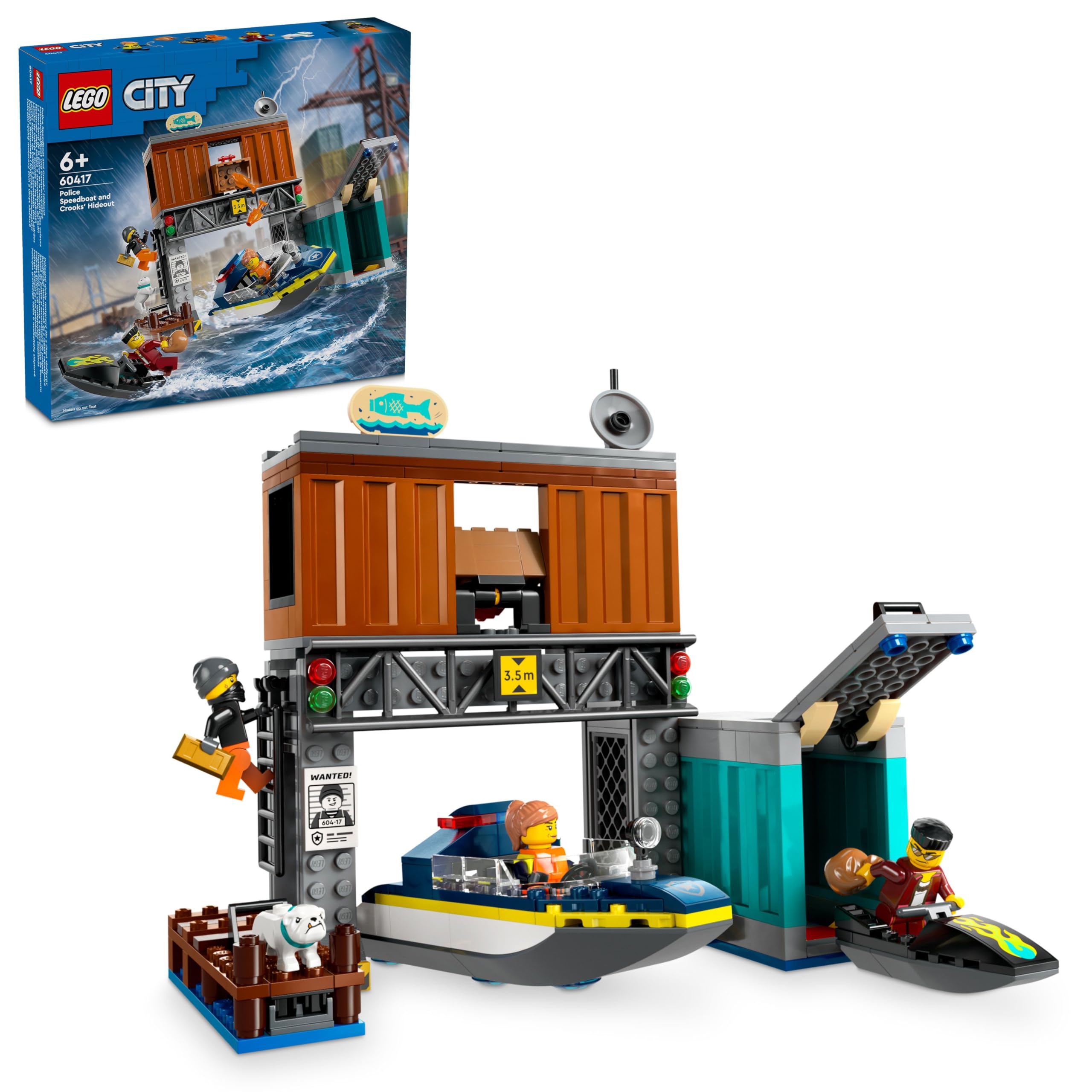 

LEGO City Полицейский катер и укрытие, Черный/Белый (60417)