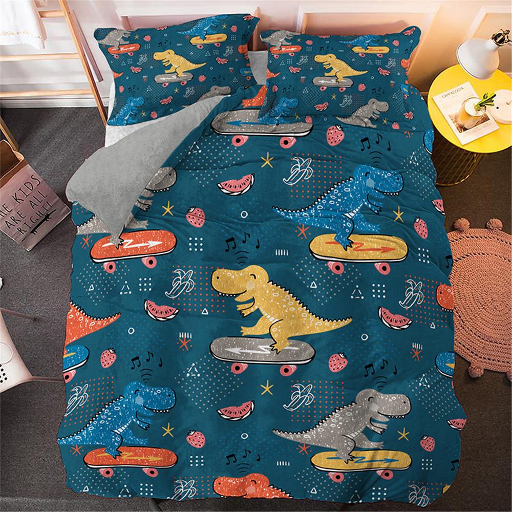 Comforter 3D - Printed Single - Sized Cartoon Dinosaur Family - Themed For Boys' Kids Bedclothes