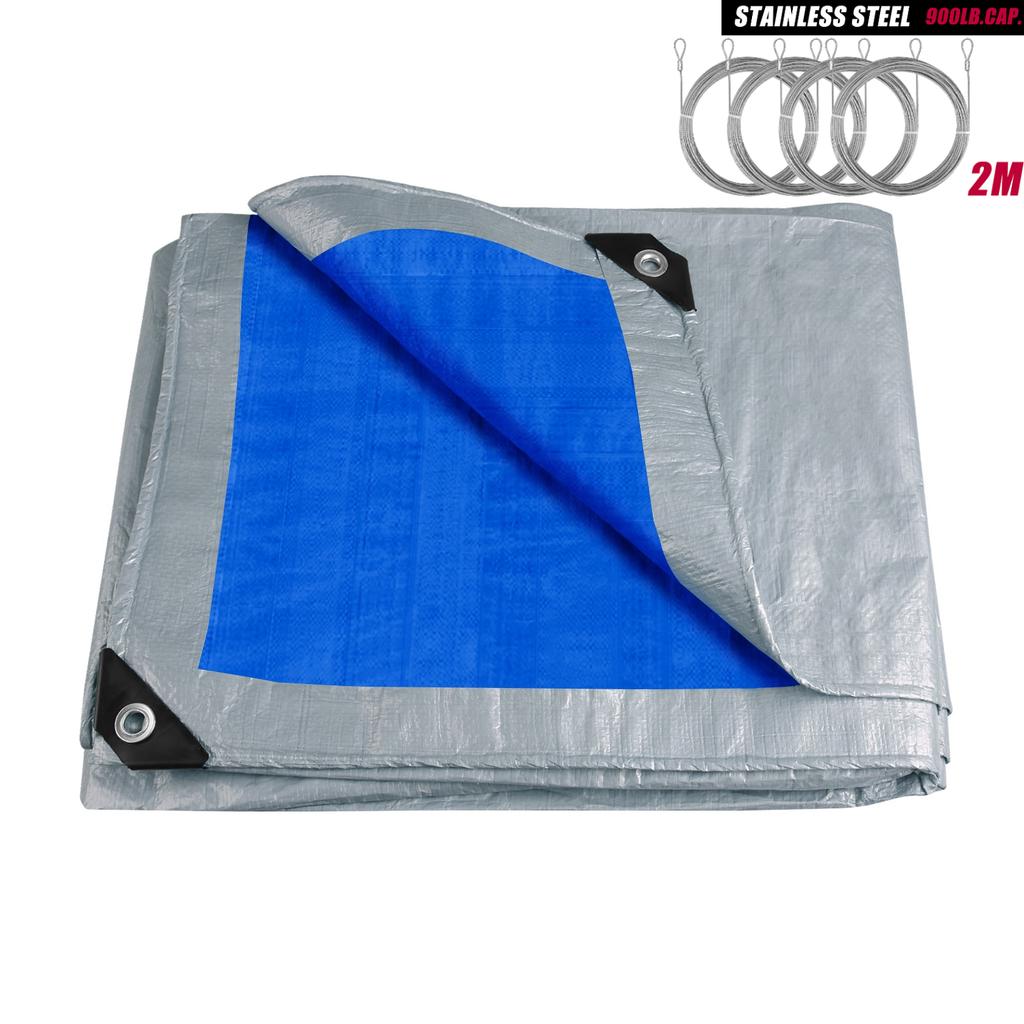 Waterproof Tarpaulin Large Heavy Duty Tarp UV Resistant Rip & Tear Proof Tarpaulin with Grommets Garden Rain Cover Awning Canopy