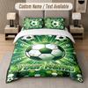 Soccer Theme Custom Text Or Name 3Pcs Bedding Set 1 Flat Sheet & 2 Pillowcases Personalized Home Bedding