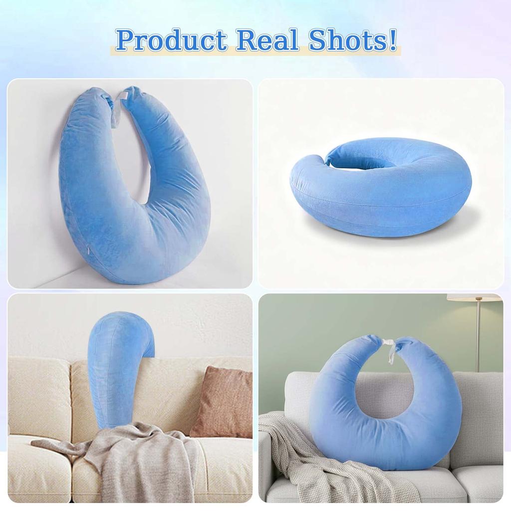 Ergonomic Gaming Pillow, Velvet U-Shaped Lap Cushion with Memory Foam for Long Sessions, Arm Support Reading Pillows for Bed & Sofa