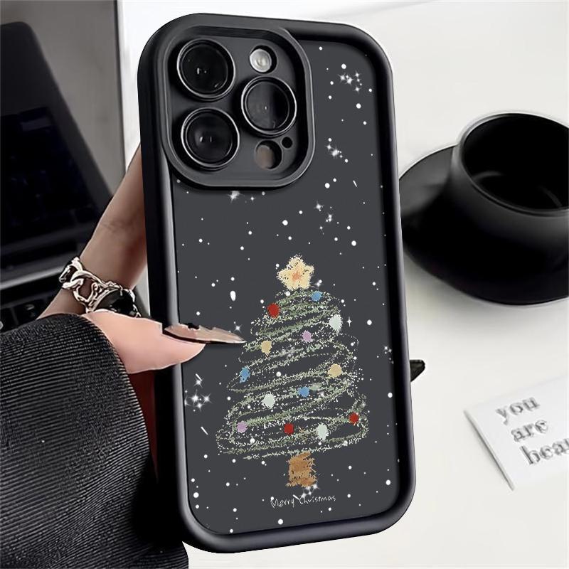 Christmas Tree Printed Soft TPU Case For iPhone 16e 15 16 Pro Max 14 Plus 13 12 11 Pro Max 7 8 XR X XS SE Shockproof Phone Cover