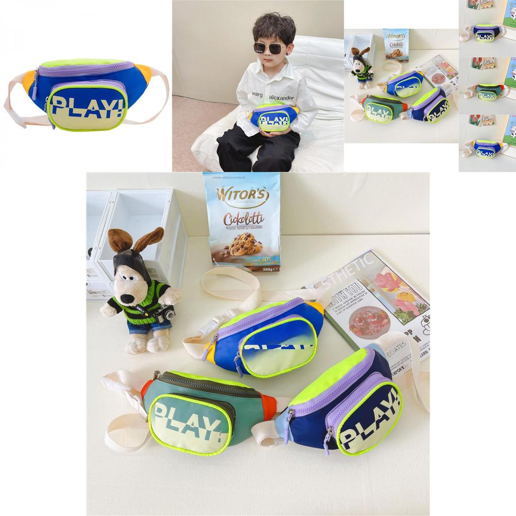 Trendy Blue Canvas Children's Crossbody Bag Stylish Sports Chest Pack For Kids