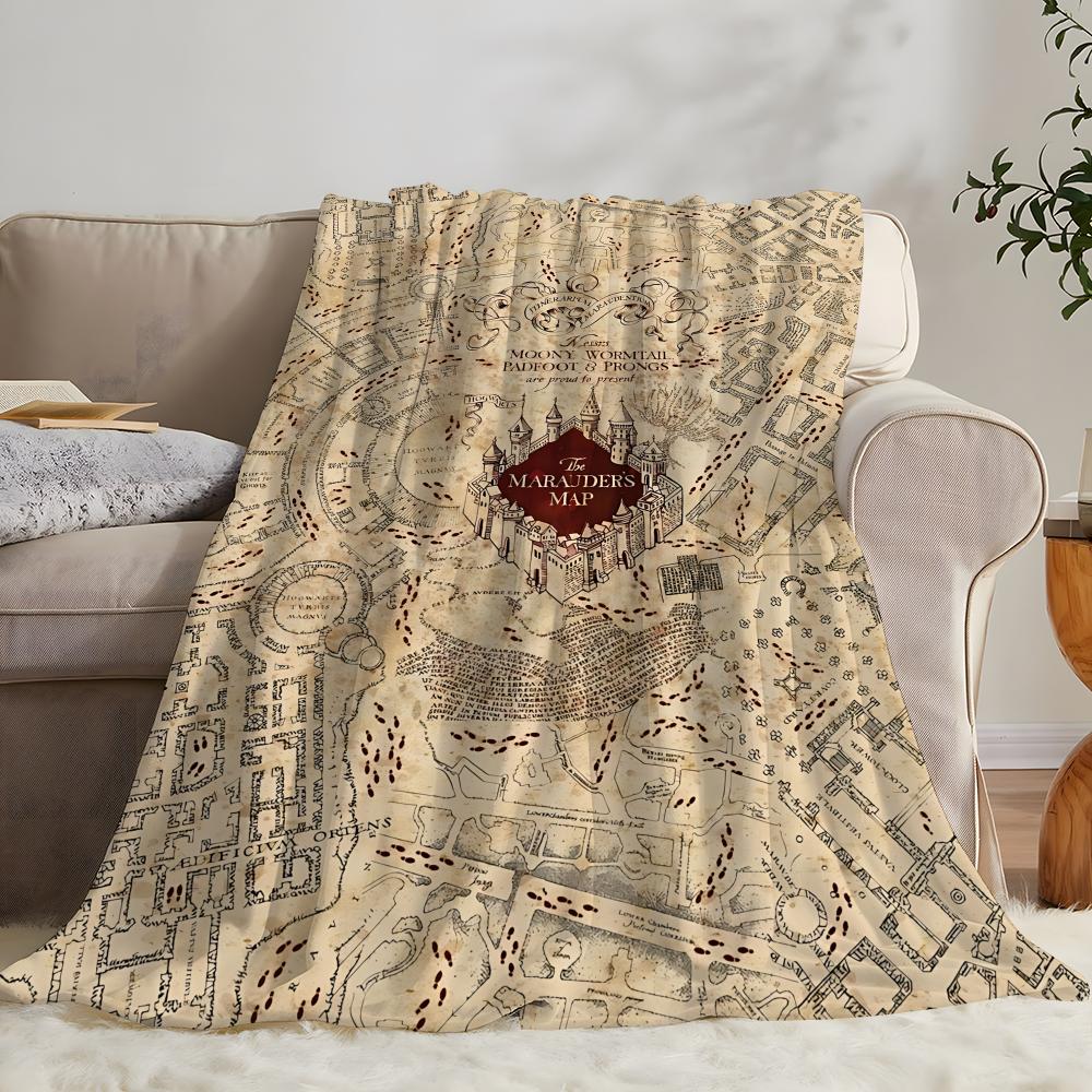 The Marauder's Map Throw Flannel Throw Blanket: Soft Kid-Friendly Warm Anti-Static All Season Washable Couch Bed Home