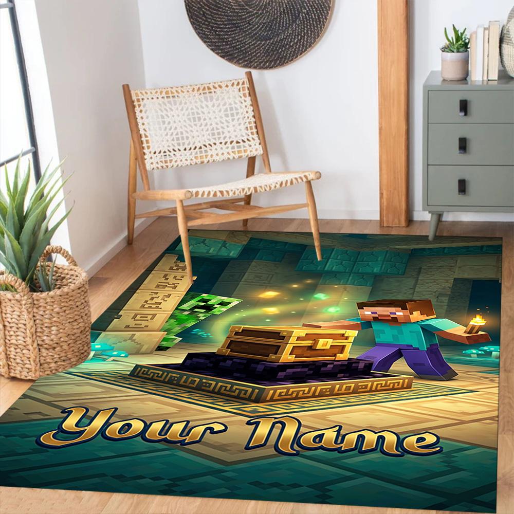 Minecraft Customize Your Name Carpet Perfect For Dormitory Playrooms Dining Room Game Room Antislip Rug Anime Office Decor Perfect Gift For Womenmen
