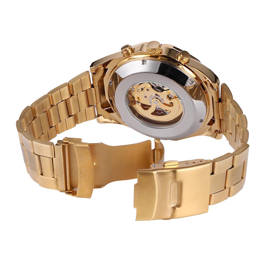 ZWYCIĘZCA Moda męska i czas wolny Luminous Skull Hollow Automatyczny zegarek mechaniczny