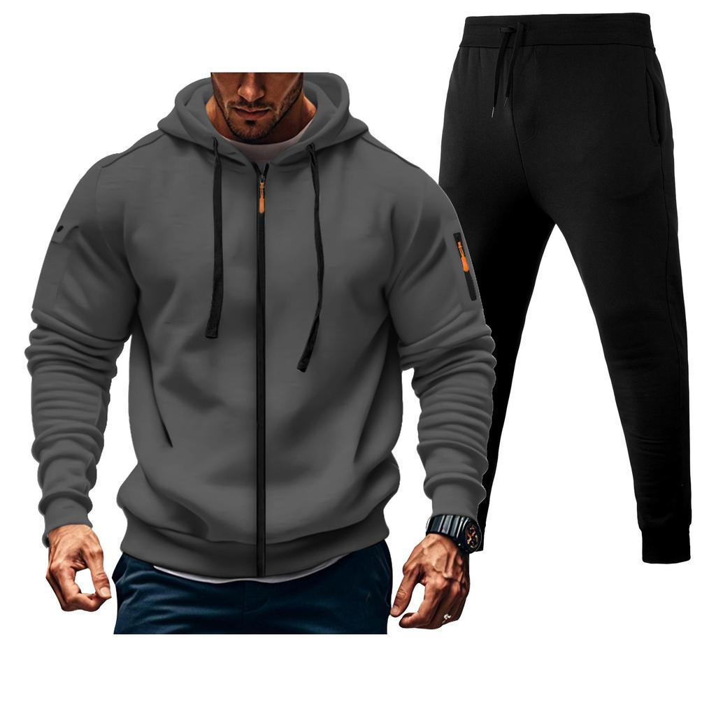 Herren 220g Kapuzenpullover mit Doppelreißverschluss und Jogginghosen-Set - Versand am selben Tag