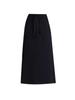 Slimming Draped Black Midi Skirt - Spring/Summer 2026 Collection, Elastic Waist, Casual Fit
