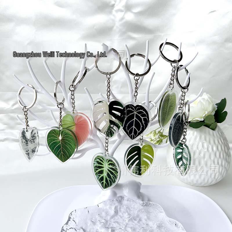 Creative Acrylic Leaf Keychain Earphone Bag Pendant Ornament