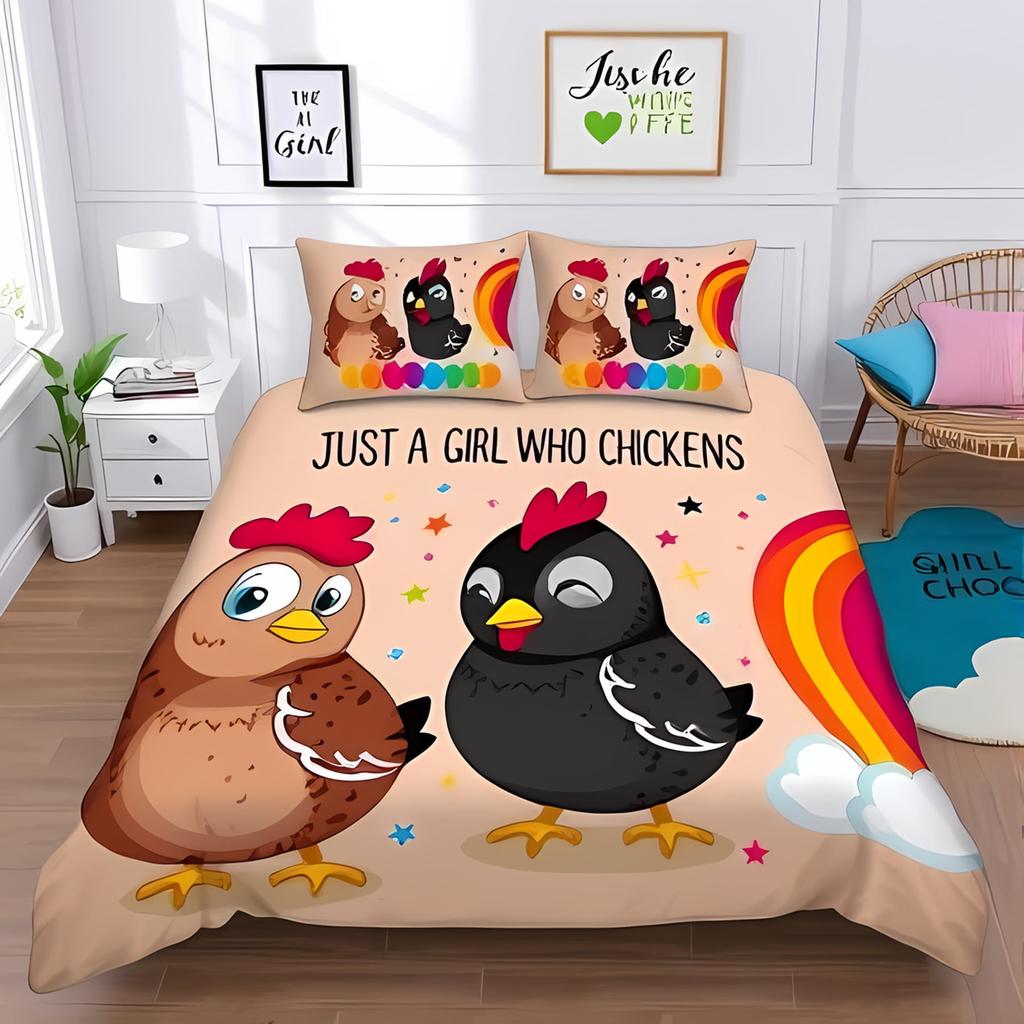 Comforter Cartoon Chicken For Kids Boys Girlslovely Rooster Bedding Setrustic Country Flower Leaves Comforter Warm