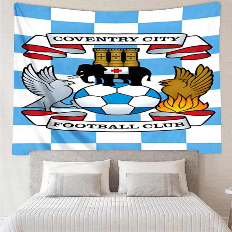 1PC Coven-try Football Club Crest Printed Tapestry Room Decoration Wall Hanging for Living Room Bedroom, dormitory, Birthday and Christmas gifts