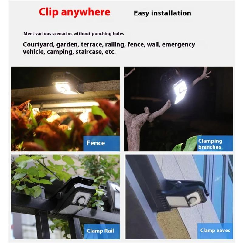 1/2pcs Solar Powered Outdoor Clip on Motion Sensor Light, Waterproof Safety Light, Suitable for Fences, Walls, Garages, and Courtyard Umbrellas