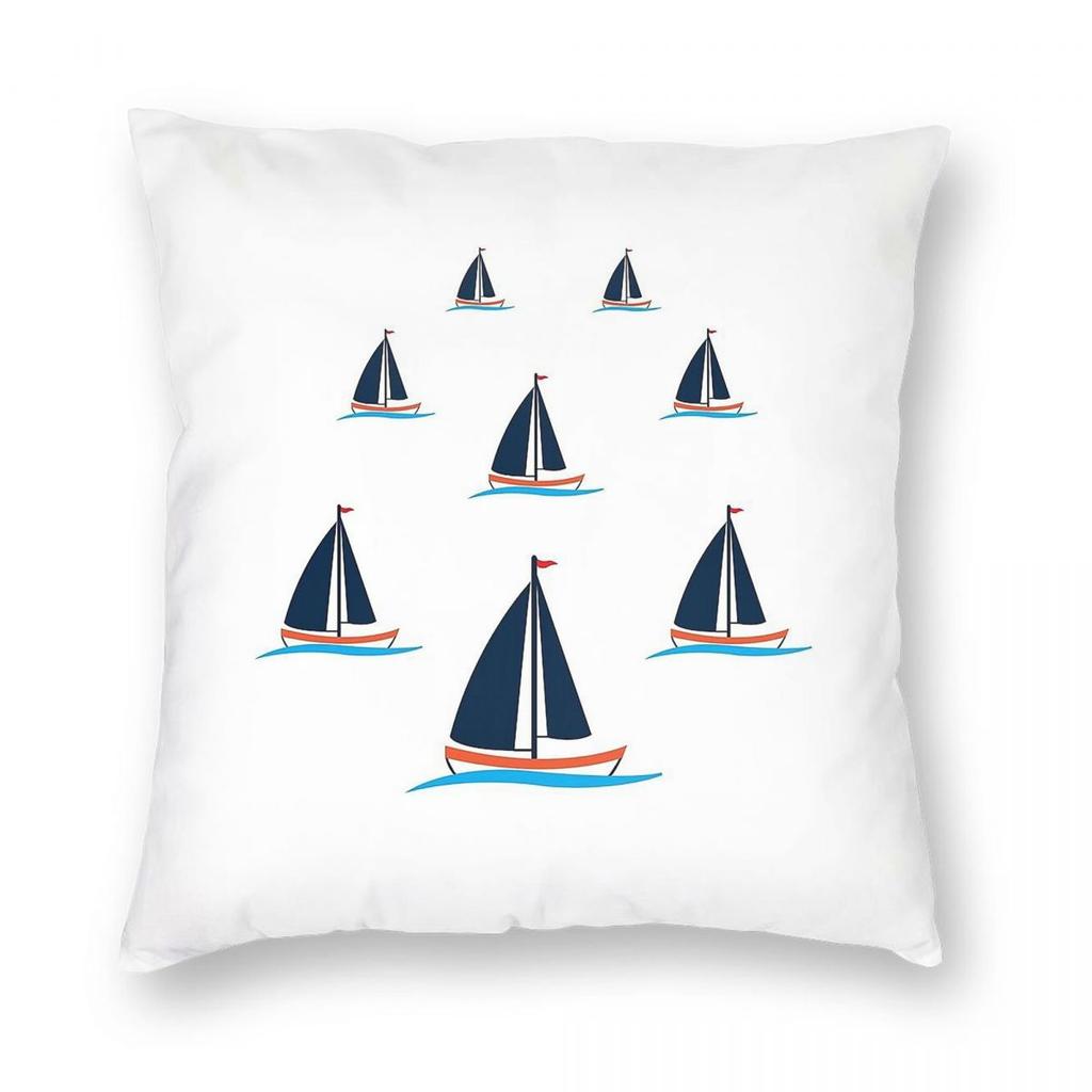 Sailing Boat Sailor Square Pillowcase Polyester Linen Velvet Pattern Zip Decorative Throw Pillow Case Sofa Seater Cushion Cover