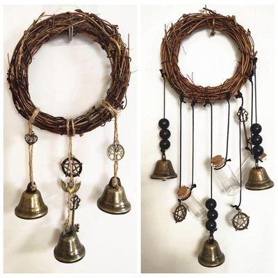 Wiccan Protection Wind Chime: Witch Bells & Bohemian Door Handle Decor