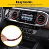 4PCS Red Interior A/C Vent Outlet Ring Trim For Toyota Tacoma 2016- US I
