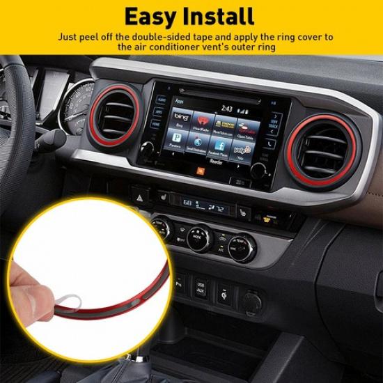 4PCS Red Interior A/C Vent Outlet Ring Trim For Toyota Tacoma 2016- US I