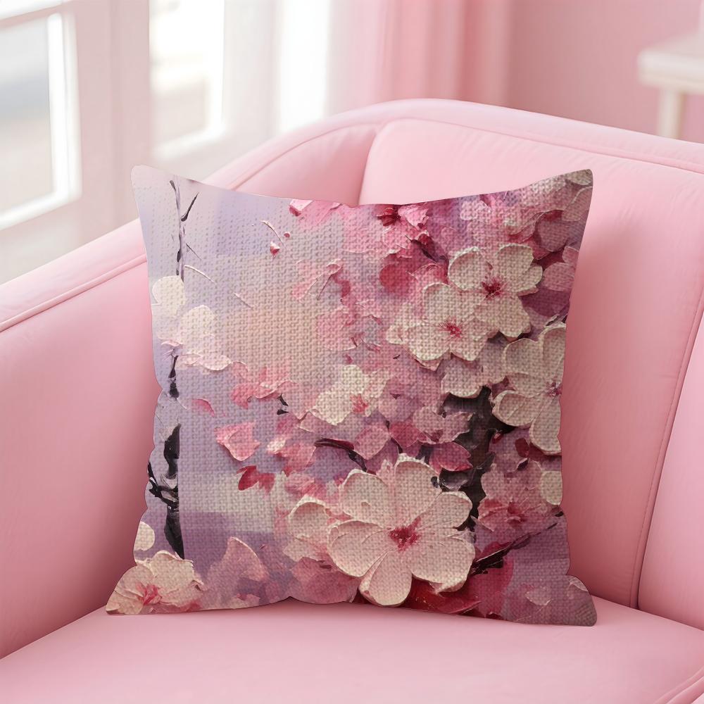 Oil Painting Luxury Cushion Cover Natural Linen Pillow Case DoubleSided Print Decorative Sofa Pillowcase Home Decor Gift