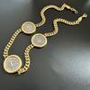 LABU BU Women's Vintage Moon Shape Cuban Chain & Link Brass Bracelet 18K/24K Gold Plated for Party Occasion