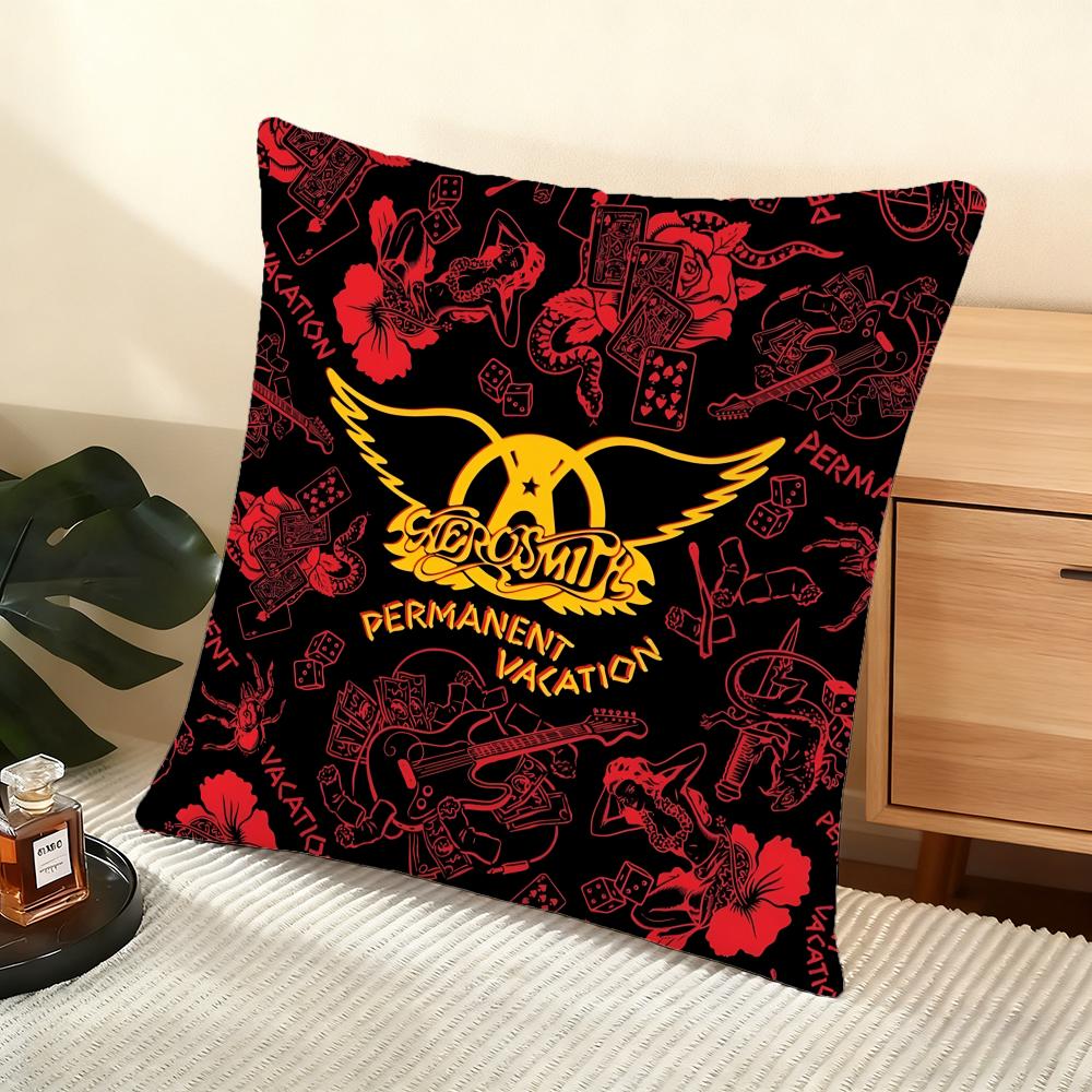 Band A-Aerosmith Cushion Cover Soft Short Plush Pillow Cover Smooth Cozy Texture Aesthetic Cushion Case Home Decor