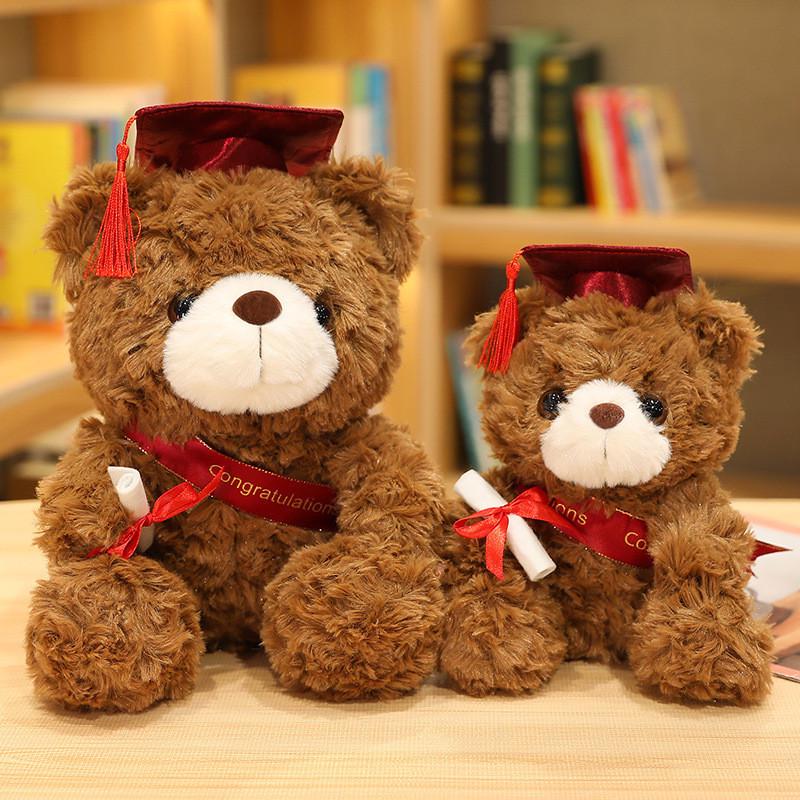 Graduation Bear Plush Doll with Doctoral Hat – Commemorative Bachelor Gift