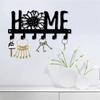 1pc Sunflower & Letter Design Black Metal Key Holder – Multi-Purpose Wall Hook for Porch, Hallway, Ideal for Keys and Clothes
