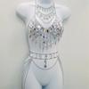 Rhinestones Body Chains Beach Bikini Bra Top Crystal Chest Chains Wasit Body Jewelry Accessories for Women Girls Gifts