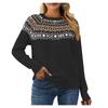 Women's Fashion Temperament Vintage Patchwork Knitwear Fashion Large Size Round Neck Sweater
