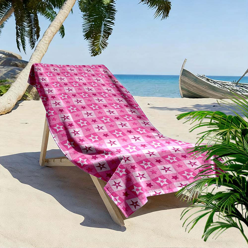 Pink Star Pattern Design Beach Towel Beach towel quick-drying for travel outdoor sports jogging beach and swimming
