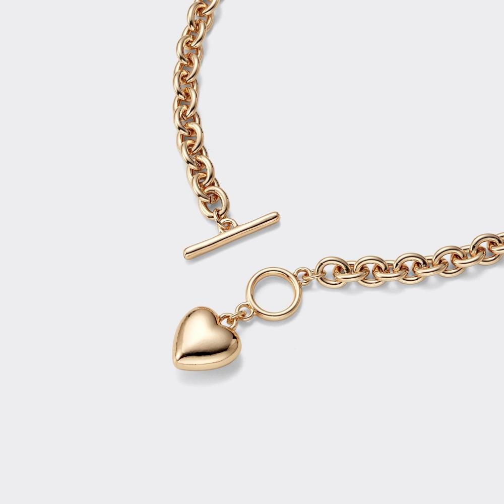 GU by Uniqlo Heart Motif Volume Chain Necklace