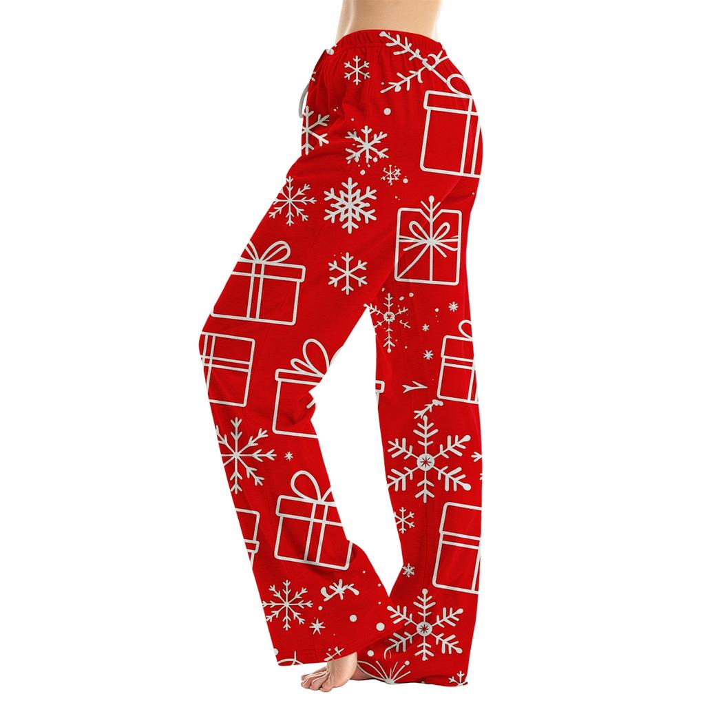 Women's Christmas Print Loose Fit Pajama Pants for Sleep and Home Relaxation