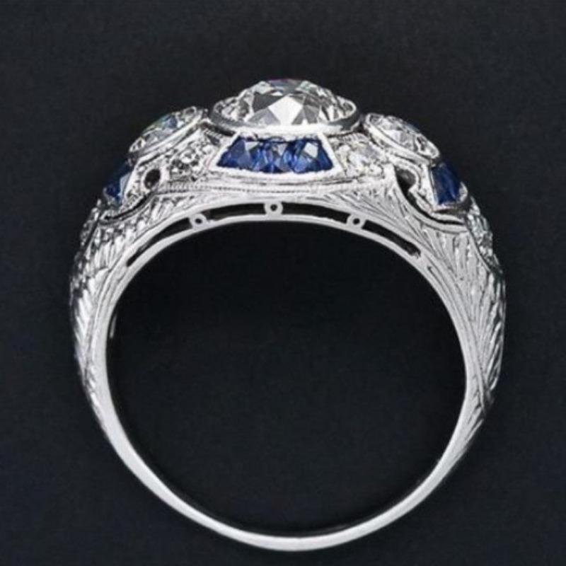 Explosive Zircon Ring Blue Diamond Sapphire Girl Ring Fashion Jewelry