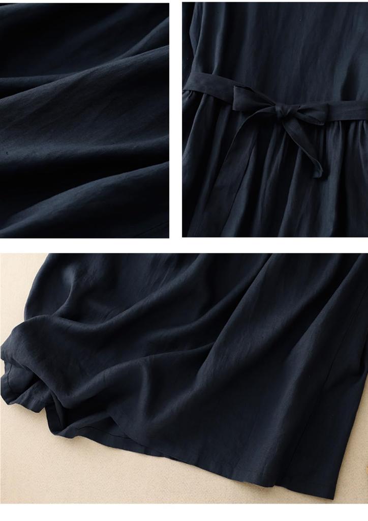 Vestido Feminino de Manga Curta Longo Solto Plus Size Outono [BXINF], Algodão-Linho, Leve, Casual, Caimento, Disponível, Bonito, Valoriza a Figura, Primavera,