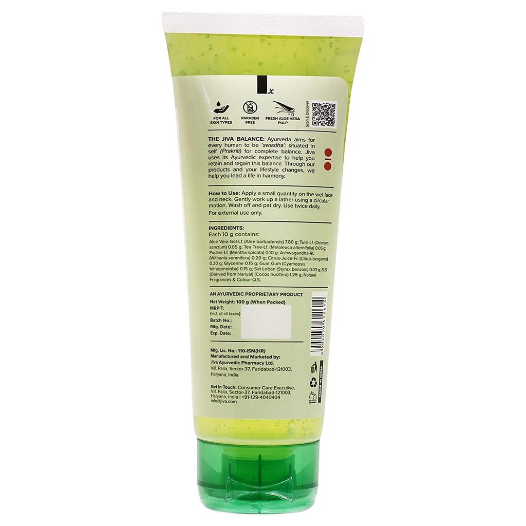 Jiva Aloe Mint Facewash 100gm X Pack of 2 | Deep Cleansing, Hydrating, Oil Control, Smooth Skin Care