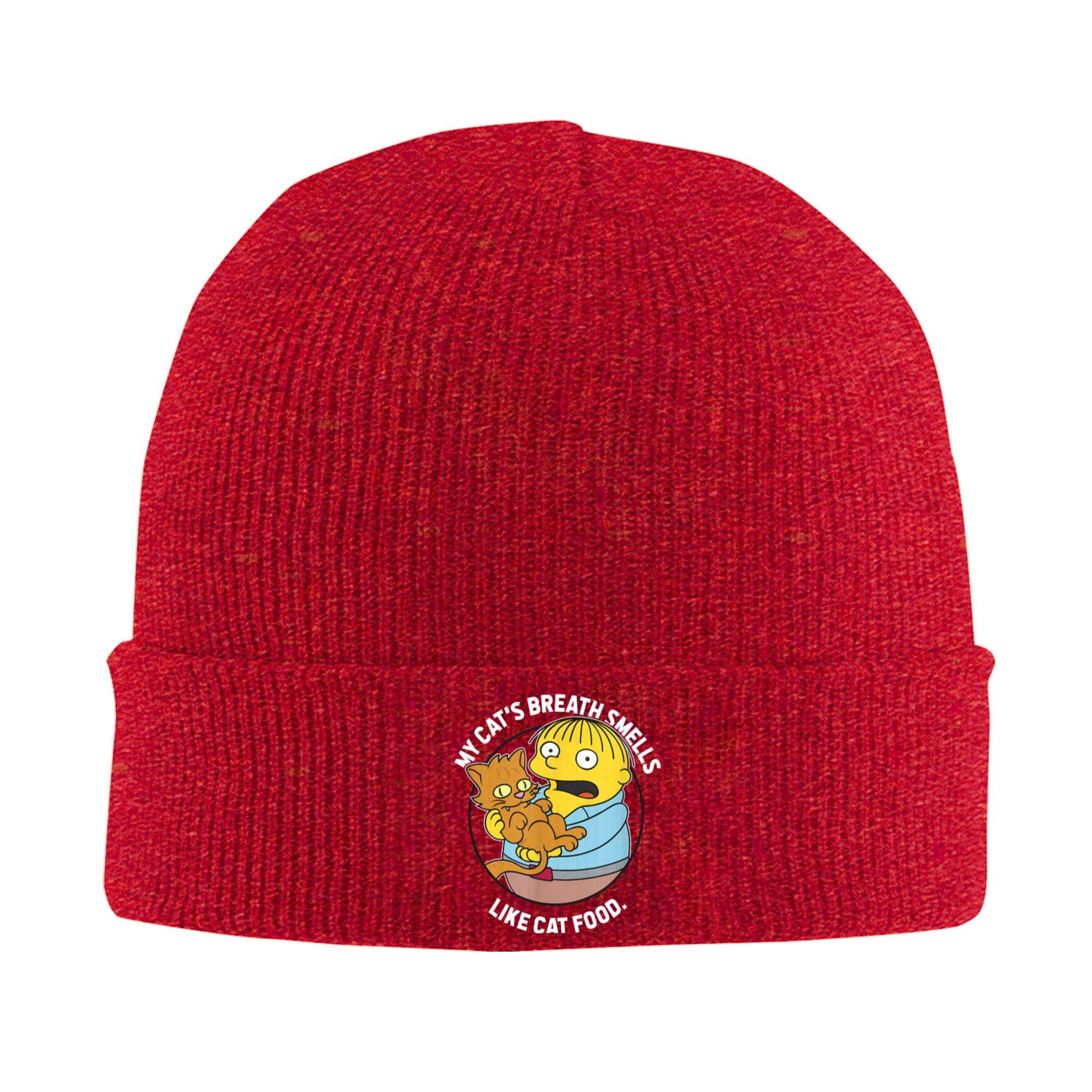 The Ssimpson Ralph My Cats Breath Smells Like Cat Food Knit Hat Autumn Winter Printed Elastic Bonnet Hats One Size