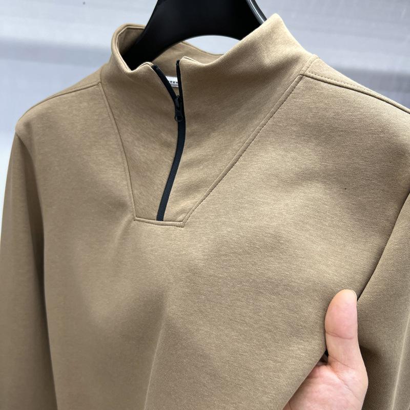 Men's Sweatshirt Solid Color Half Zipper Sweatshirt Men's Long-sleeved Jacket Zipper Base Shirt