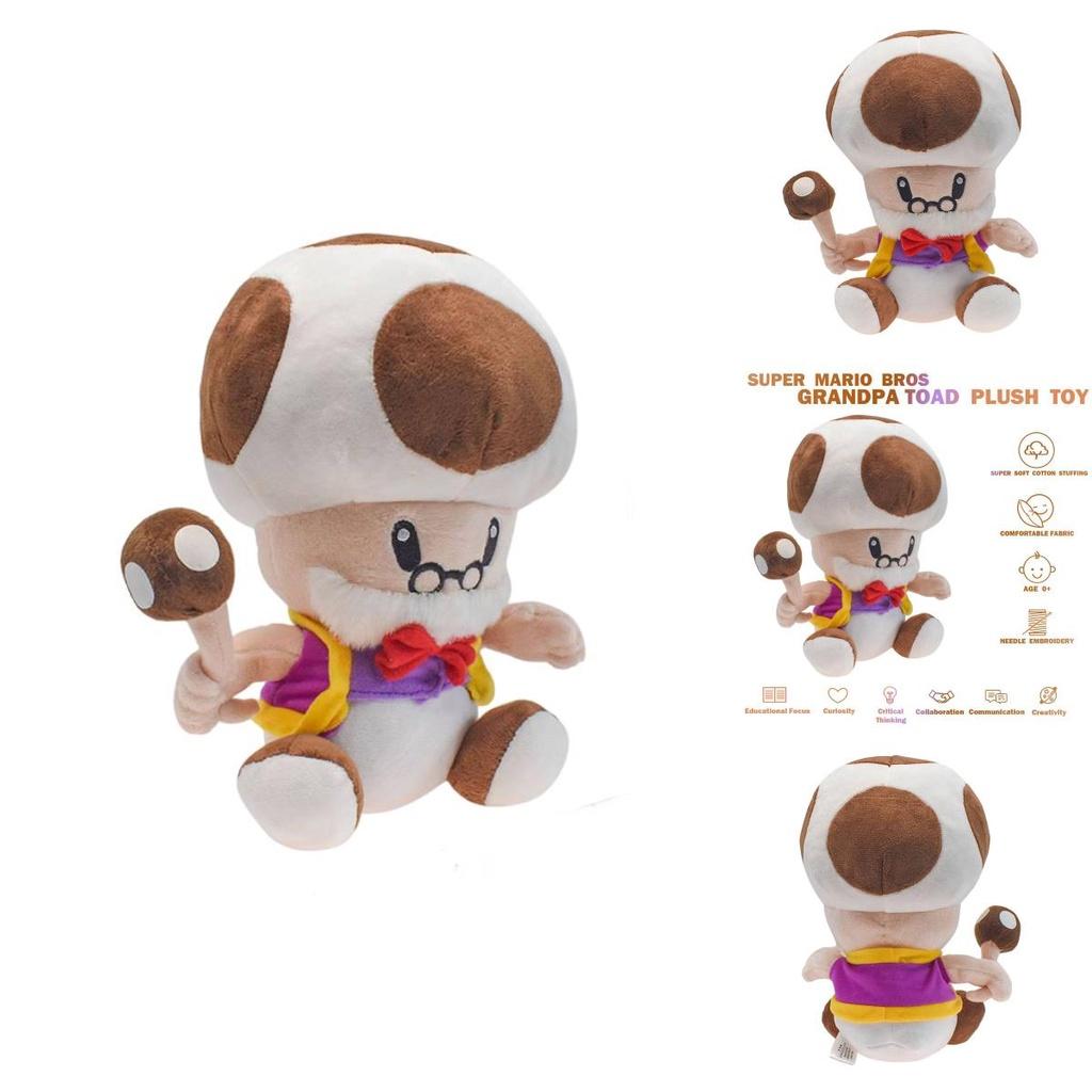 10" Super Mario Toad Mushroom Old Man Plush Toy Soft Doll For Kids And Collectors